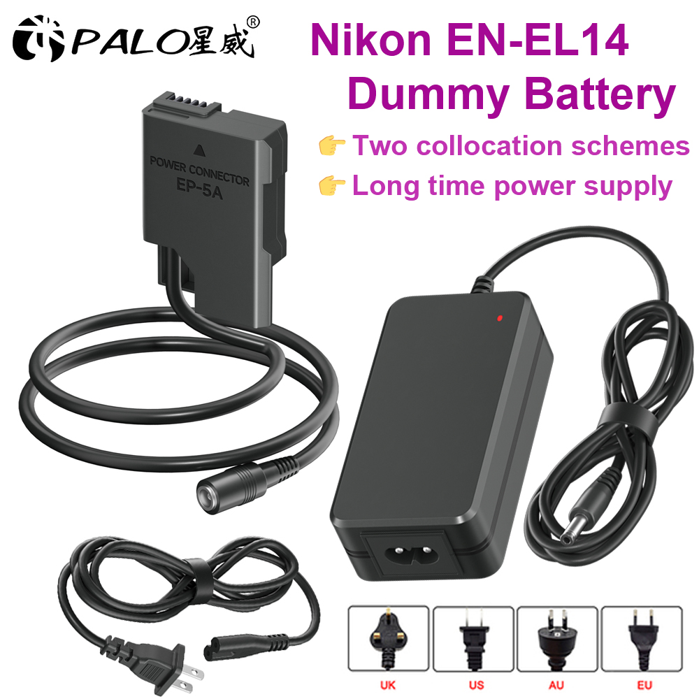 Nikon Camera D3500 - EN-EL14 EL14A EP-5A batería simulada adaptador